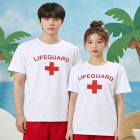 라이프가드 화이트 면티셔츠 (앞면마킹포함)